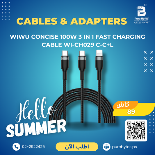 WiWU Concise 100W 3 in 1 Fast charging cable WI Ch029 C C+L | Cables & Adapters - WiWU
