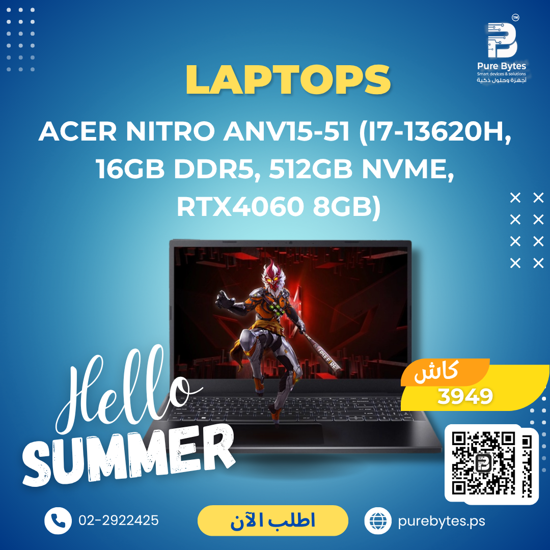 ACER NITRO ANV15 51 (i7 13620H, 16GB DDR5, 512GB NVME, RTX4060 8GB) | Laptops - Acer