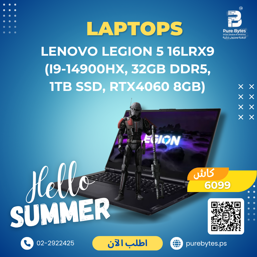 LENOVO LEGION 5 16LRX9 (i9 14900HX, 32GB DDR5, 1TB SSD, RTX4060 8GB) | Laptops - Lenovo