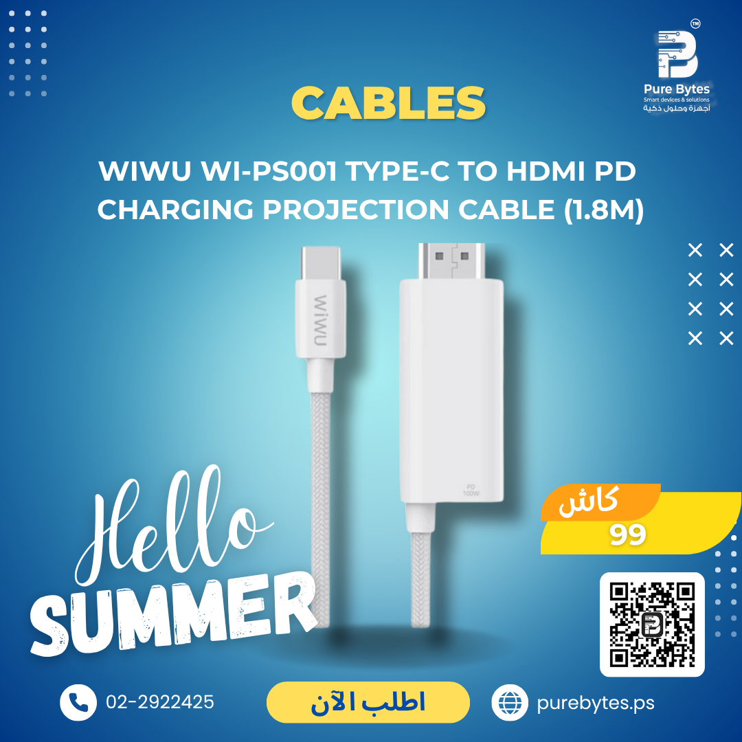 WiWU WI PS001 Type C To HDMI PD Charging Projection Cable (1.8M) | Cables - WiWU