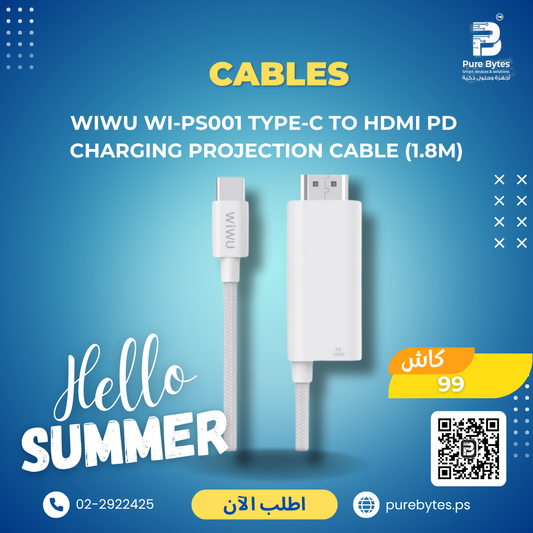 WiWU WI PS001 Type C To HDMI PD Charging Projection Cable (1.8M) | Cables - WiWU