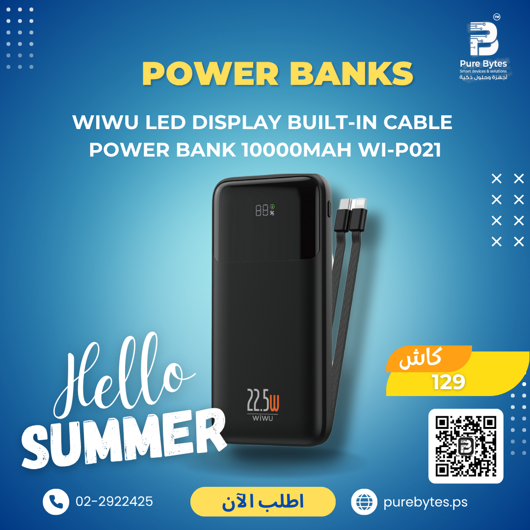 WiWU LED Display Built in Cable Power Bank 10000mAh WI P021 | Power Banks - WiWU